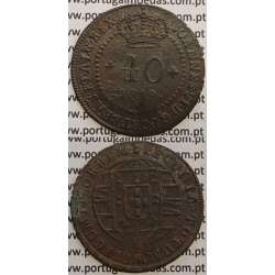 MOEDA 40 RÉIS COBRE 1819 (BC+) S.TOMÉ E PRINCIPE "46 PEROLAS"