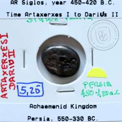 Ancient greeK coin, AR Siglos, Achaemenid Kingdom, time of Artaxerxes I to Darius II, 450-420 B.C.
