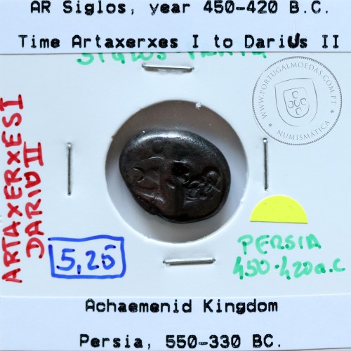 Ancient greeK coin, AR Siglos, Achaemenid Kingdom, time of Artaxerxes I to Darius II, 450-420 B.C.