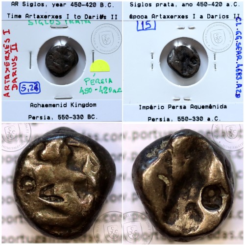 siglos prata, época de Artaxerxes I a Darius II, 450-420 a.C., Pérsia, Império Persa Aqueménida 550-330 a.C.