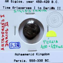 siglos prata, época de Artaxerxes I a Darius II, 450-420 a.C., Pérsia, Império Persa Aqueménida 550-330 a.C.