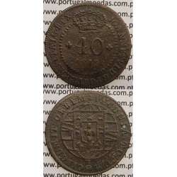MOEDA 40 RÉIS COBRE 1819 (BC+) S.TOMÉ E PRINCIPE "46 PEROLAS"