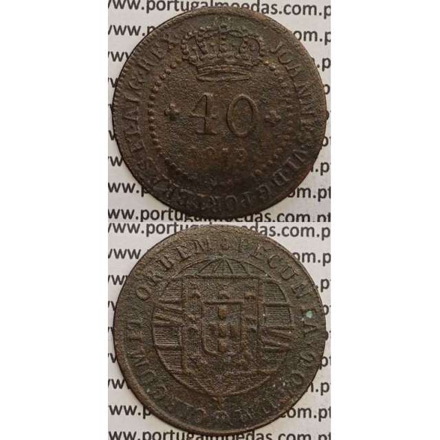 MOEDA 40 RÉIS COBRE 1819 (BC+) S.TOMÉ E PRINCIPE "46 PEROLAS"