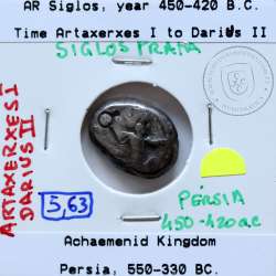 Ancient greeK coin, AR Siglos, Achaemenid Kingdom, time of Artaxerxes I to Darius II, 450-420 B.C.