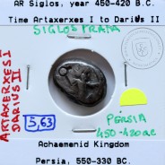 siglos prata, época de Artaxerxes I a Darius II, 450-420 a.C., Pérsia, Império Persa Aqueménida 550-330 a.C.