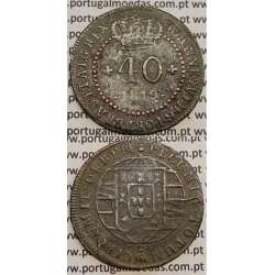 MOEDA 40 RÉIS COBRE 1819 (BC) S.TOMÉ E PRÍNCIPE "46 PEROLAS"