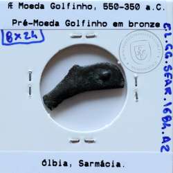 Ancient greeK coin, Olbia, Sarmatia. Bronze Dolphin Proto-Money, circa 550 a 350 BC., Æ 24mm, (Sear 1684)