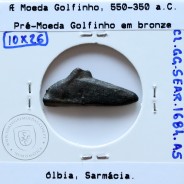 Grécia antiga, Ólbia, Sarmácia. Pré-Moeda Golfinho, ano 550 a 350 a.C., AE 26mm, (Sear 1684)