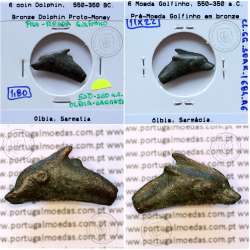 Ancient greeK coin, Olbia, Sarmatia. Bronze Dolphin Proto-Money, circa 550 a 350 BC., Æ 22mm, (Sear 1684)