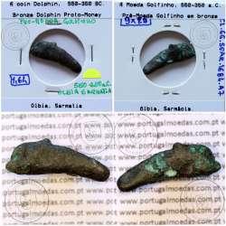 Ancient greeK coin, Olbia, Sarmatia. Bronze Dolphin Proto-Money, circa 550 a 350 BC., Æ 25mm, (Sear 1684)