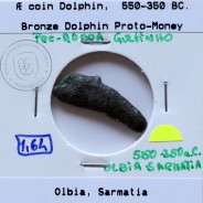 Ancient greeK coin, Olbia, Sarmatia. Bronze Dolphin Proto-Money, circa 550 a 350 BC., Æ 25mm, (Sear 1684)