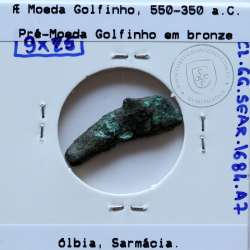 Ancient greeK coin, Olbia, Sarmatia. Bronze Dolphin Proto-Money, circa 550 a 350 BC., Æ 25mm, (Sear 1684)