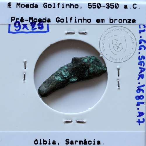 Ancient greeK coin, Olbia, Sarmatia. Bronze Dolphin Proto-Money, circa 550 a 350 BC., Æ 25mm, (Sear 1684)