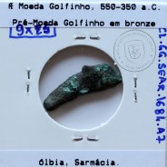 Ólbia, Sarmácia. Pré-Moeda Golfinho, ano 550 a 350 a.C., AE 25mm, (Sear 1684)