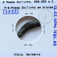 Grécia antiga, Ólbia, Sarmácia. Pré-Moeda Golfinho, ano 550 a 350 a.C., AE 22mm, (Sear 1684)