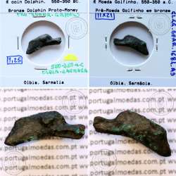Ancient greeK coin, Olbia, Sarmatia. Bronze Dolphin Proto-Money, circa 550 a 350 BC., Æ 21mm, (Sear 1684)