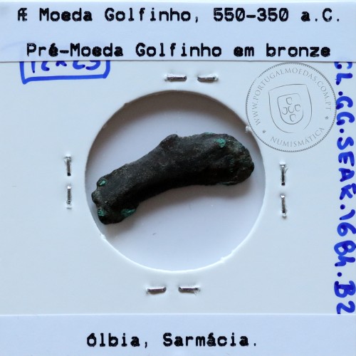 Grécia antiga, Ólbia, Sarmácia. Pré-Moeda Golfinho, ano 550 a 350 a.C., AE 23mm, (Sear 1684)