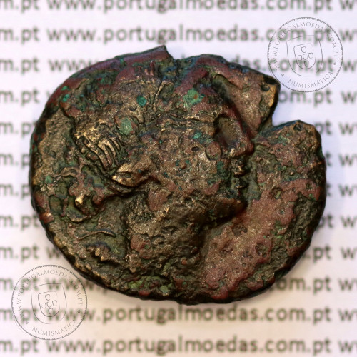 Ancient greeK coin, Bruttium, Rhegion, 260-215 BC. Æ 25 Obol, legend: ΡHΓI-NΩN