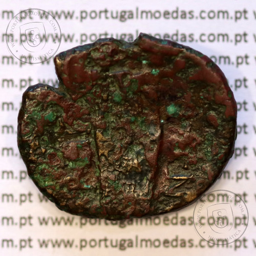 Obol bronze de Rhegion, Bruttium, ano 260-215 a.C., Æ 25, Bruttium (atual Calábria em Itália), legenda: ΡHΓI-NΩN
