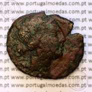 Ancient greeK coin, Bruttium, Rhegion, 260-215 BC. Æ 25 Obol, legend: ΡHΓI-NΩN