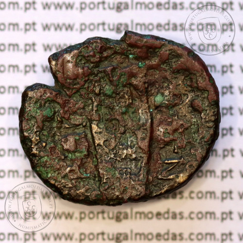 Obol bronze de Rhegion, Bruttium, ano 260-215 a.C., Æ 25, Bruttium (atual Calábria em Itália), legenda: ΡHΓI-NΩN