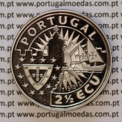2 1/2 ECU 1992 D. João II, Europa e os Novos Mundos, 2.5 ECU 1992 Cuproníquel PROOF, Unusual World Coins - Portugal X 24