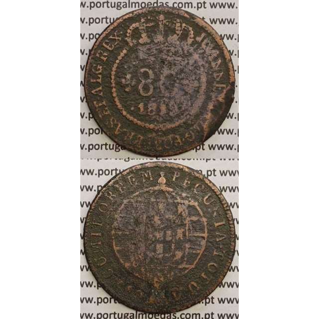 MOEDA 80 RÉIS COBRE 1819 (REG) S.TOMÉ E PRÍNCIPE "53 PEROLAS"
