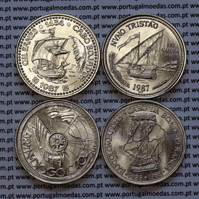 I Série dos Descobrimentos Portugueses 4 moedas 100$00 Cuproníquel 1987 - 1988, "À Descoberta da África", Série completa