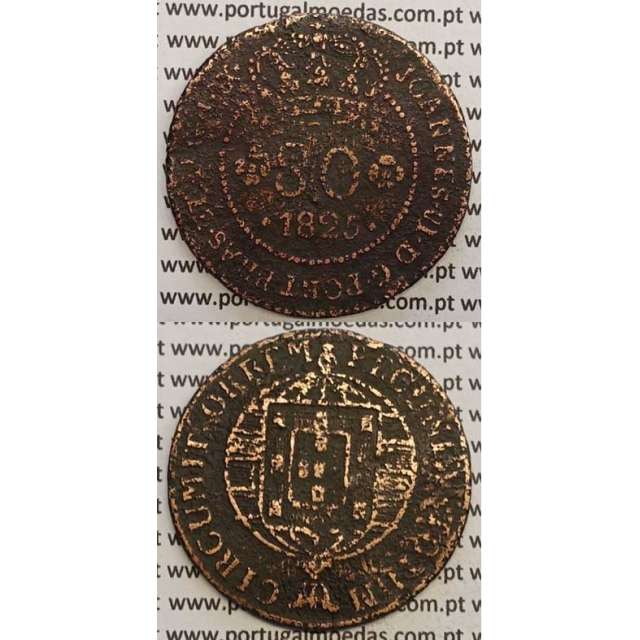 MOEDA 80 RÉIS COBRE 1825 (BC) S.TOMÉ E PRÍNCIPE "65 PEROLAS"