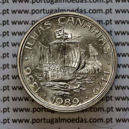 Portugal coin, 100 Escudos Copper-nickel 1989 ILHAS CANÁRIAS, World Coins PORTUGAL KM 646