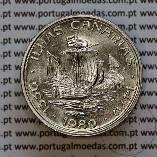 100$00 1989 ILHAS CANÁRIAS, Cuproníquel, II Série dos Descobrimentos Portugueses, World Coins PORTUGAL KM 646