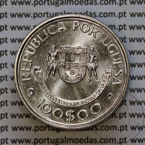 100$00 1989 ILHAS CANÁRIAS, Cuproníquel, II Série dos Descobrimentos Portugueses, World Coins PORTUGAL KM 646