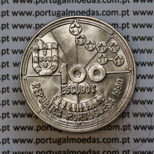 Portugal coin, 100 Escudos Copper-nickel 1990 NAVEGAÇÃO ASTRONÓMICA, World Coins PORTUGAL KM 649