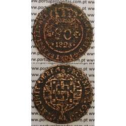 MOEDA 80 RÉIS COBRE 1825 (BC-/REG) S.TOMÉ E PRÍNCIPE "65 PEROLAS"