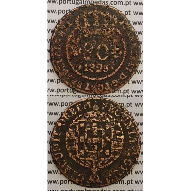 MOEDA 80 RÉIS COBRE 1825 (BC-/REG) S.TOMÉ E PRÍNCIPE "65 PEROLAS"