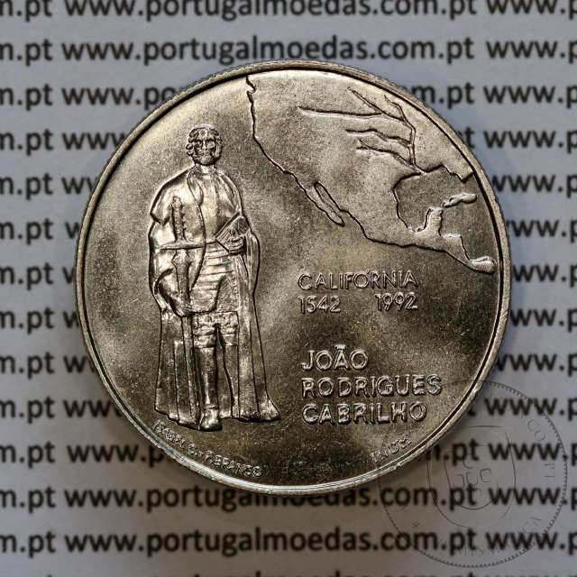 Portugal coin, 200 Escudos Copper-nickel 1992 Califórnia 1542, João Rodrigues Cabrilho, World Coins PORTUGAL KM 661