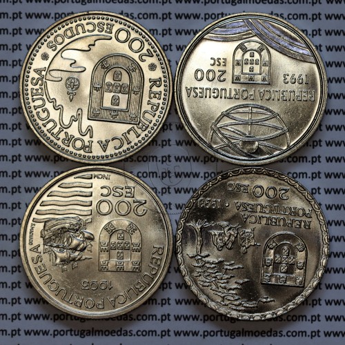 Portugal, Complete set 4 coins from the 4ª Series of Portuguese Discoveries, Copper-nickel 1993 of "Arrival in Japan"