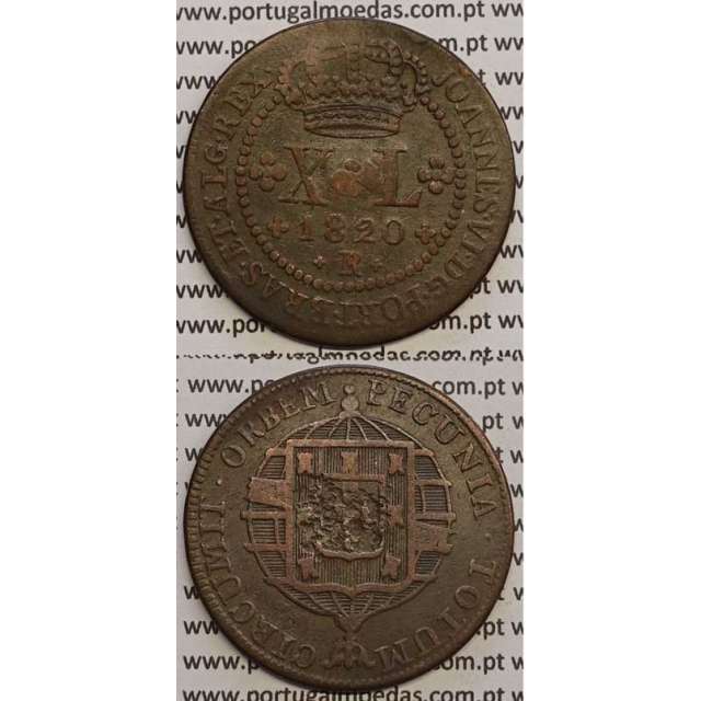 MOEDA XL RÉIS COBRE 1820 (MBC) BRASIL- "R" RIO DE JANEIRO