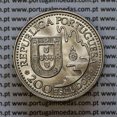200 Escudos 1993 Tanegashima 1543, Cuproníquel, IV Série dos Descobrimentos Portugueses, World Coins Portugal KM 665