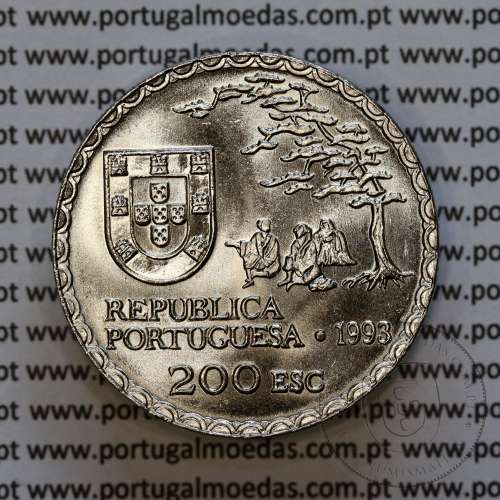 Portugal coin, 200 Escudos 1993 Namban Art 1543-1639, Copper-nickel, World Coins Portugal KM 668