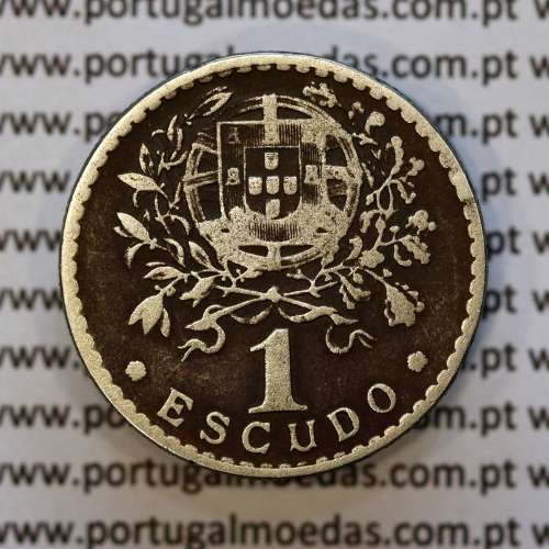 Portugal, 1 Escudo 1935 Copper-Nickel, 1$00 1935 alpaca, Key Date of the serie 1 Escudo, (F+), World Coins Portugal KM 578