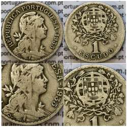 Portugal, 1 Escudo 1935 Copper-Nickel, 1$00 1935 alpaca, Key Date of the serie 1 Escudo, (F+), World Coins Portugal KM 578