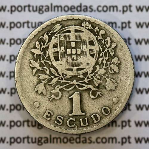 Portugal, 1 Escudo 1935 Copper-Nickel, 1$00 1935 alpaca, Key Date of the serie 1 Escudo, (F+), World Coins Portugal KM 578