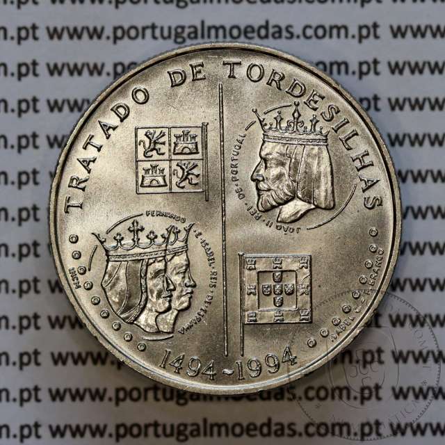 Portugal coin, 200 Escudos 1994 Treaty of Tordesillas 1494, Copper-nickel, World Coins Portugal KM 671