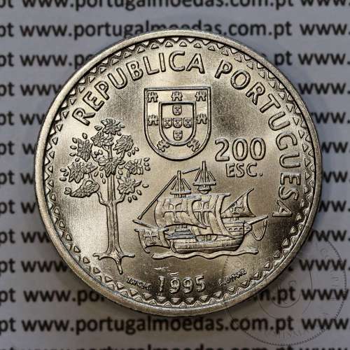 200 Escudos 1995 Ilhas de Solor e Timor 1515, Cuproníquel, VI Série dos Descobrimentos Portugueses, World Coins Portugal KM 683