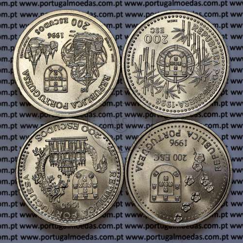 Portugal, Complete set 4 coins from the 7ª Series of Portuguese Discoveries, Copper-nickel 1996 of "Navigating the China Sea"