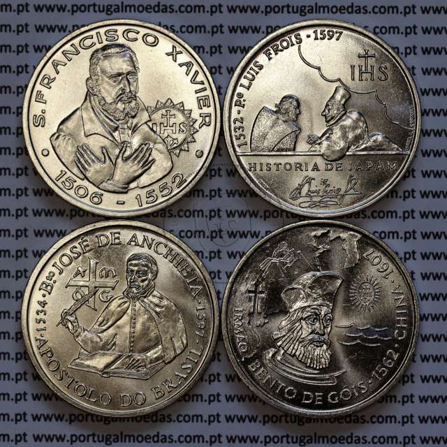 VIII Série moedas dos descobrimentos em Cuproníquel 1997, 4 moedas 200$00 Cuproníquel, "A Missionação Cristã", Série completa
