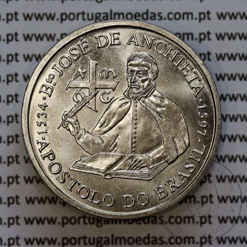 200 Escudos 1997 Beato José de Anchieta, Cuproníquel, VIII Série dos Descobrimentos Portugueses, World Coins Portugal KM 699