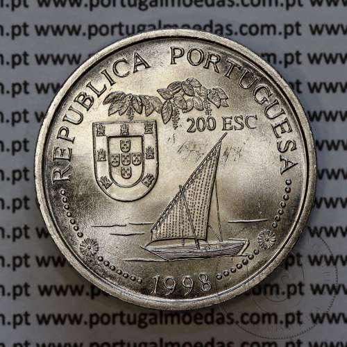 Portugal coin, 200 Escudos 1998 INDIA, Arrival in India 1498, Copper-nickel, World Coins Portugal KM 712