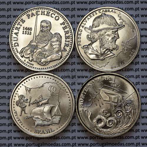 X Série moedas dos descobrimentos em Cuproníquel 1999, 4 moedas 200$00 Cuproníquel, "Brasil, O Mundo Novo", Série completa